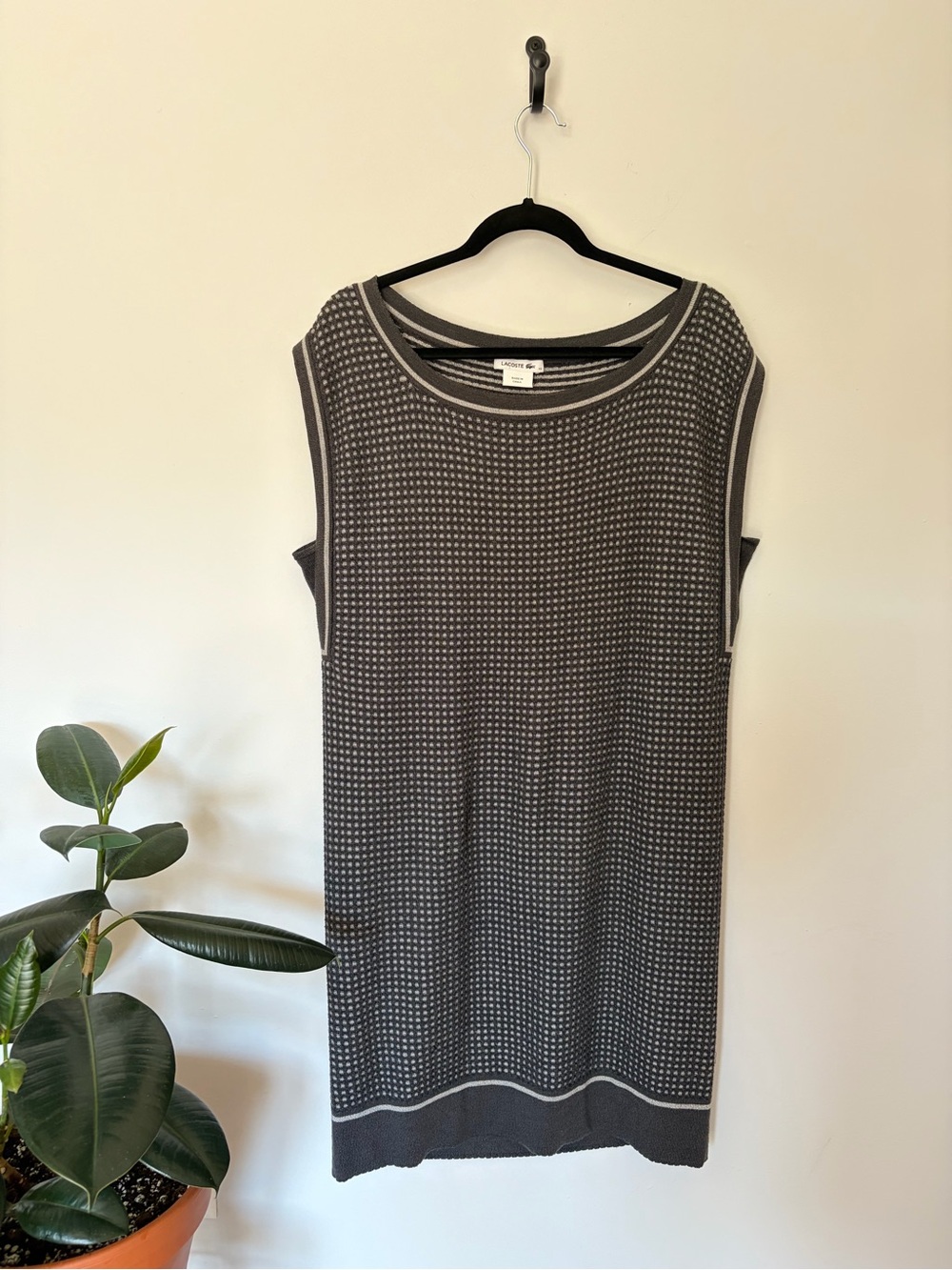 Lacoste Gray and White Sleeveless Knit Tunic/Shift Dress